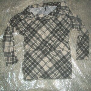 womens sweater.cowl neck.argyle.metallic thread.size large